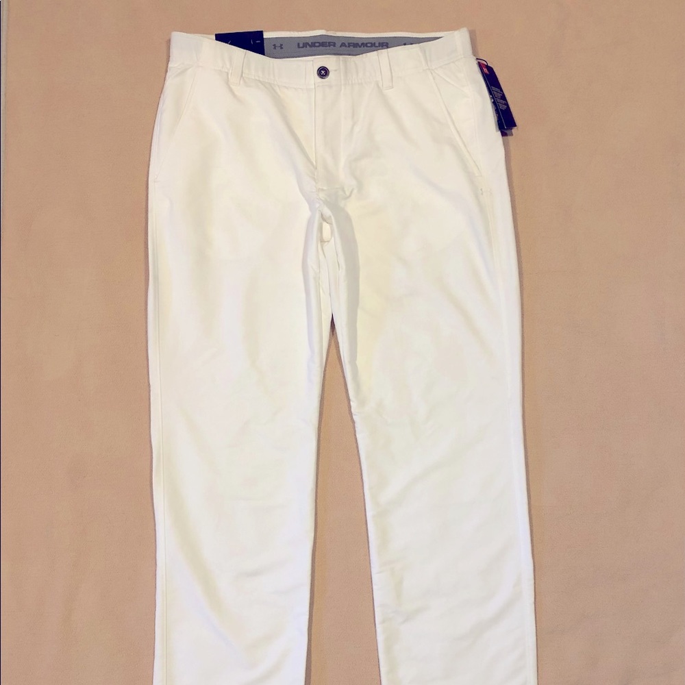 UNDER ARMOR Men's White Golf Sport Pants, 36/30, Straight Leg